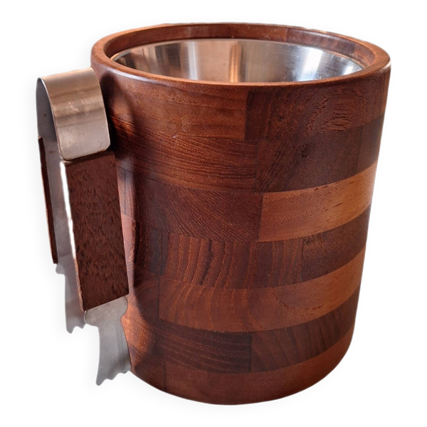 Seau à glace en teck scandinave, vintage année 60