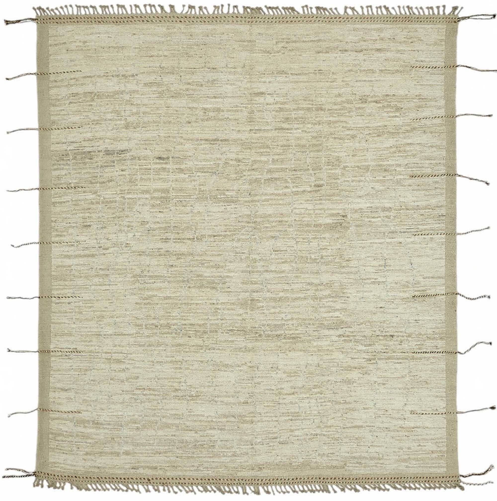 Handwoven Turkish Rustic 261 cm x 299 cm Beige Wool Carpet