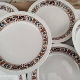 Set of 6 hollow plates in porcelain Bavaria white floral frieze 70s