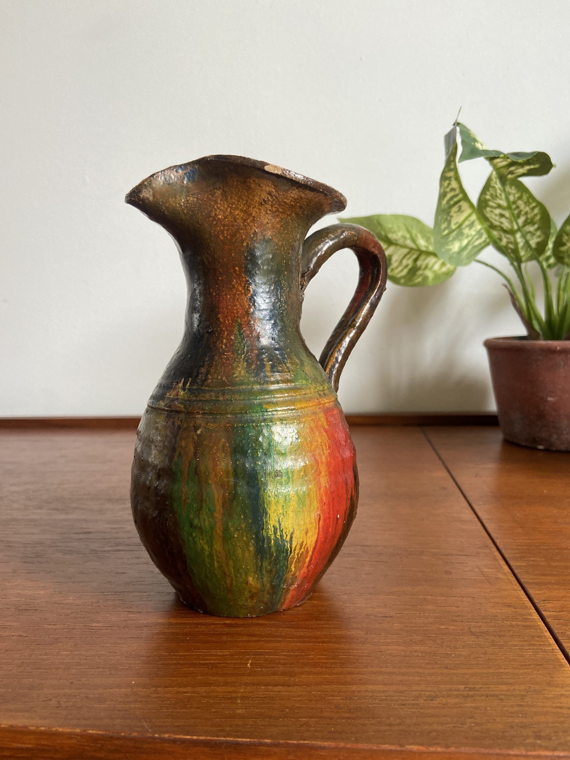 Glazed ceramic pitcher signed Fernand Baudat, 1960s