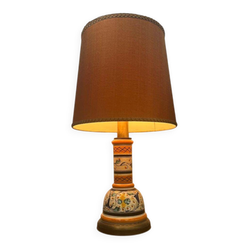 Lampe de table portugaise vintage orange avec pied en céramique