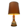 Vintage orange Portuguese table lamp with a ceramic base.
