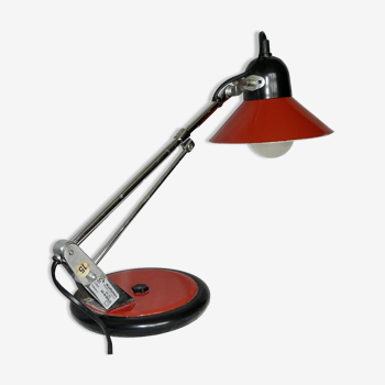 Vintage red and chrome Aluminor desk lamp 1970