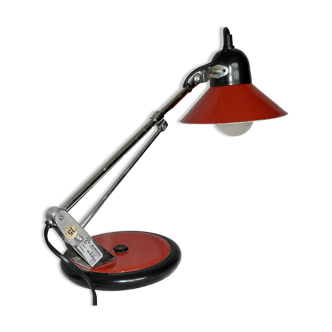 Lampe de bureau Aluminor rouge et chrome, 1970