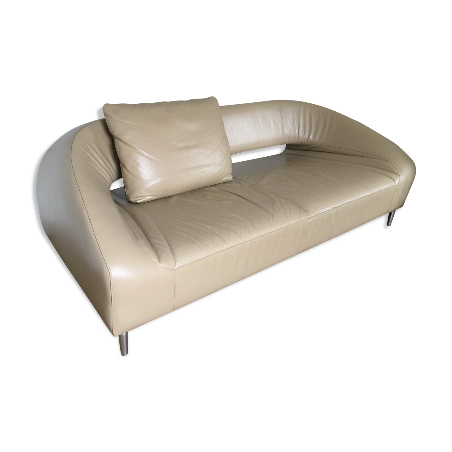 Léolux sofa in beige leather/cream new