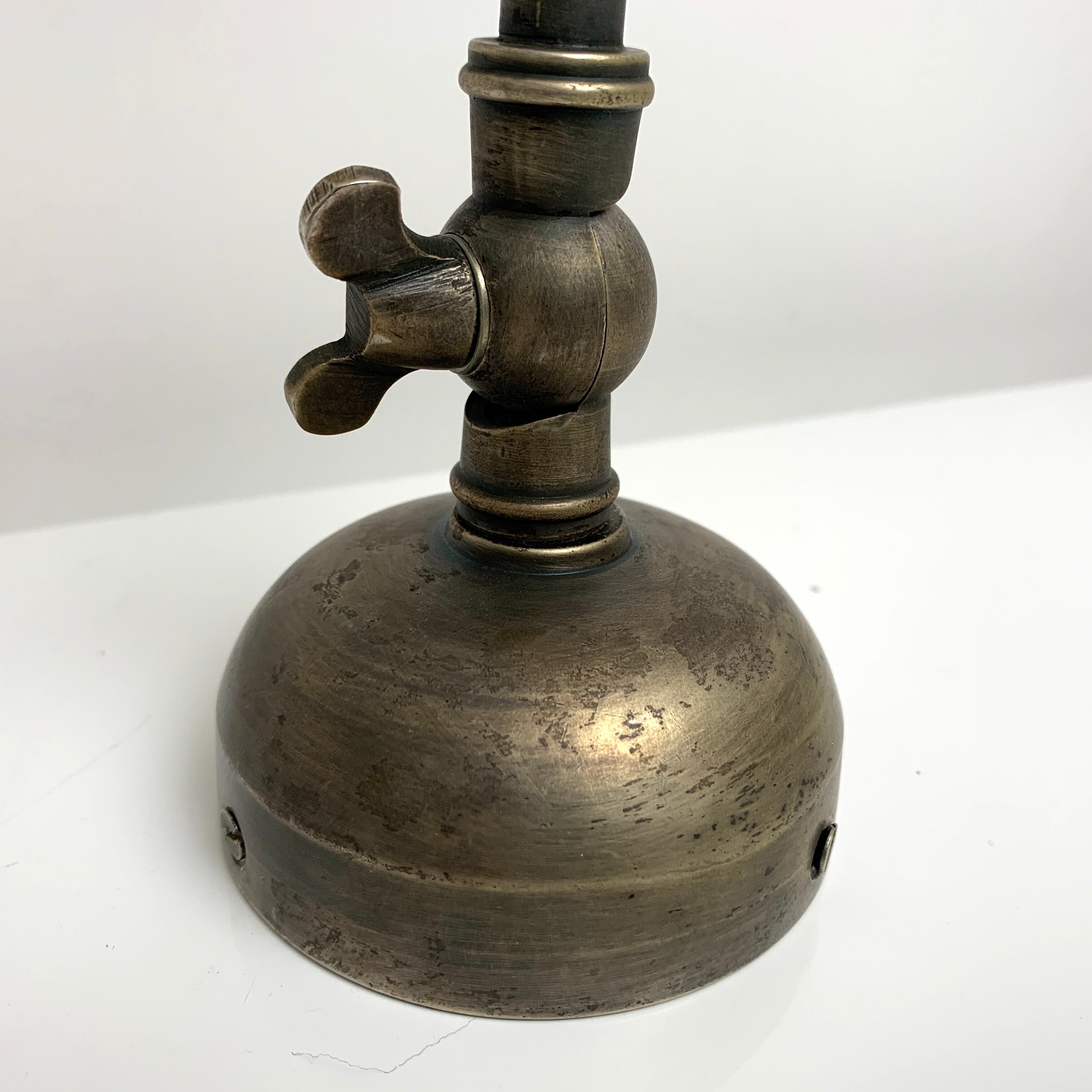 Gooseneck wall lamp old style silver metal patinated