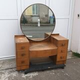 Vintage dressing table large round mirror