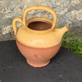 Gargoulette, Provencal jug in artisanal pottery and yellow enamel