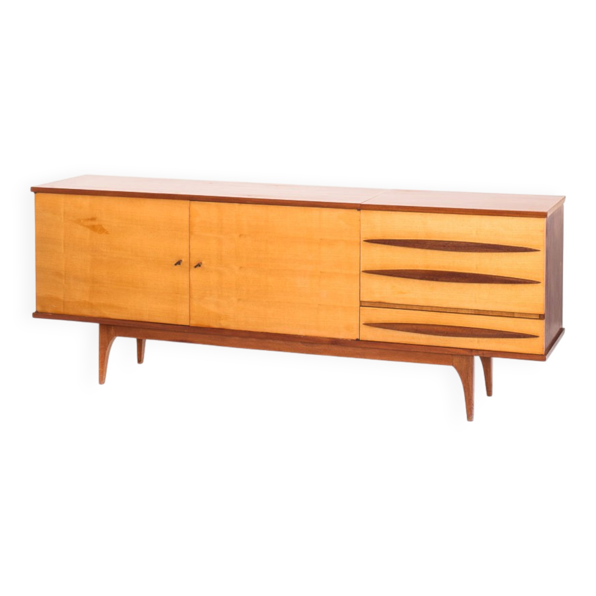 Buffet - vintage sideboard in two tones of wood - France, 1960s