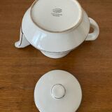 Antique Aluminite Teapot FRUGIER White & Silver Ceramic Vintage