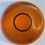 Coupe à fruits vintage en verre ambré ondulé, années 1970