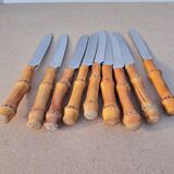 9 vintage bamboo handle knives