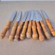 9 vintage bamboo handle knives