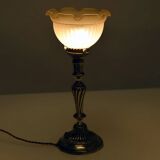 Brass and molded glass table lamp