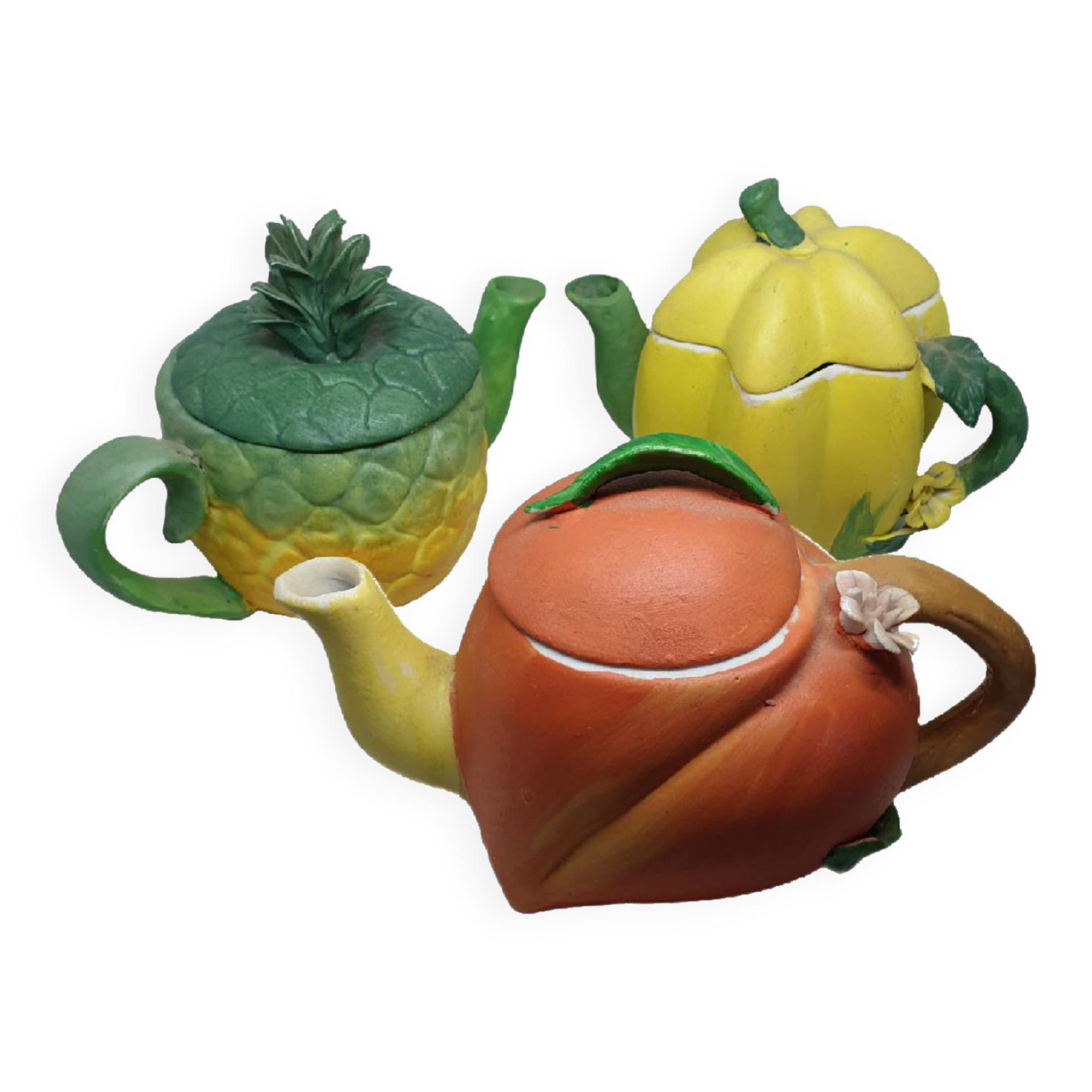 Trio of Fruit Teapot Original Vintage