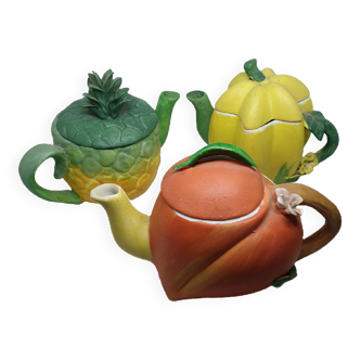 Trio of Fruit Teapot Original Vintage