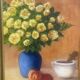 Painting Oil canvas mounted on panel, Still life with bouquet Nadine Chatre