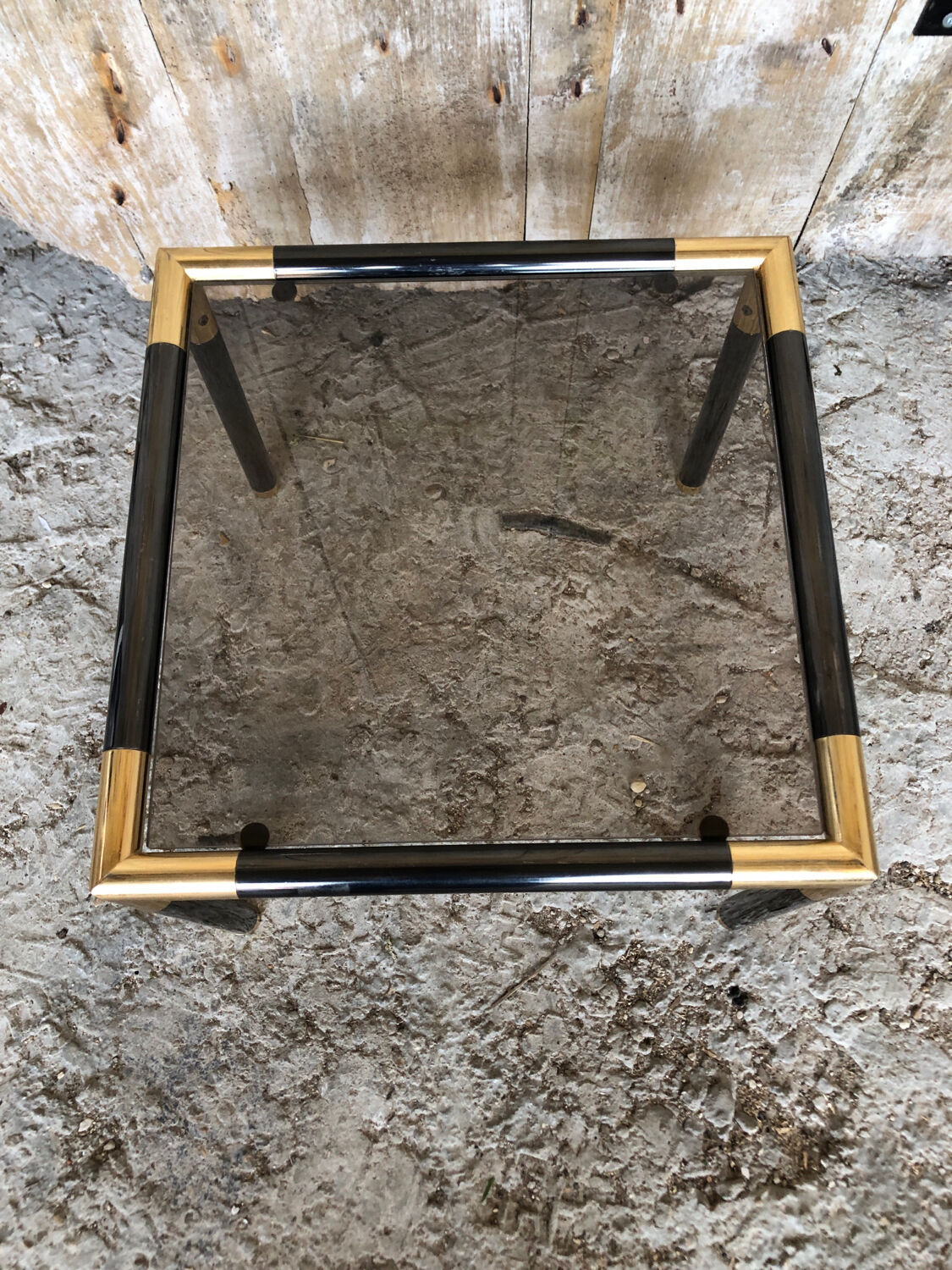 Coffee table tube metal black & gold vintage