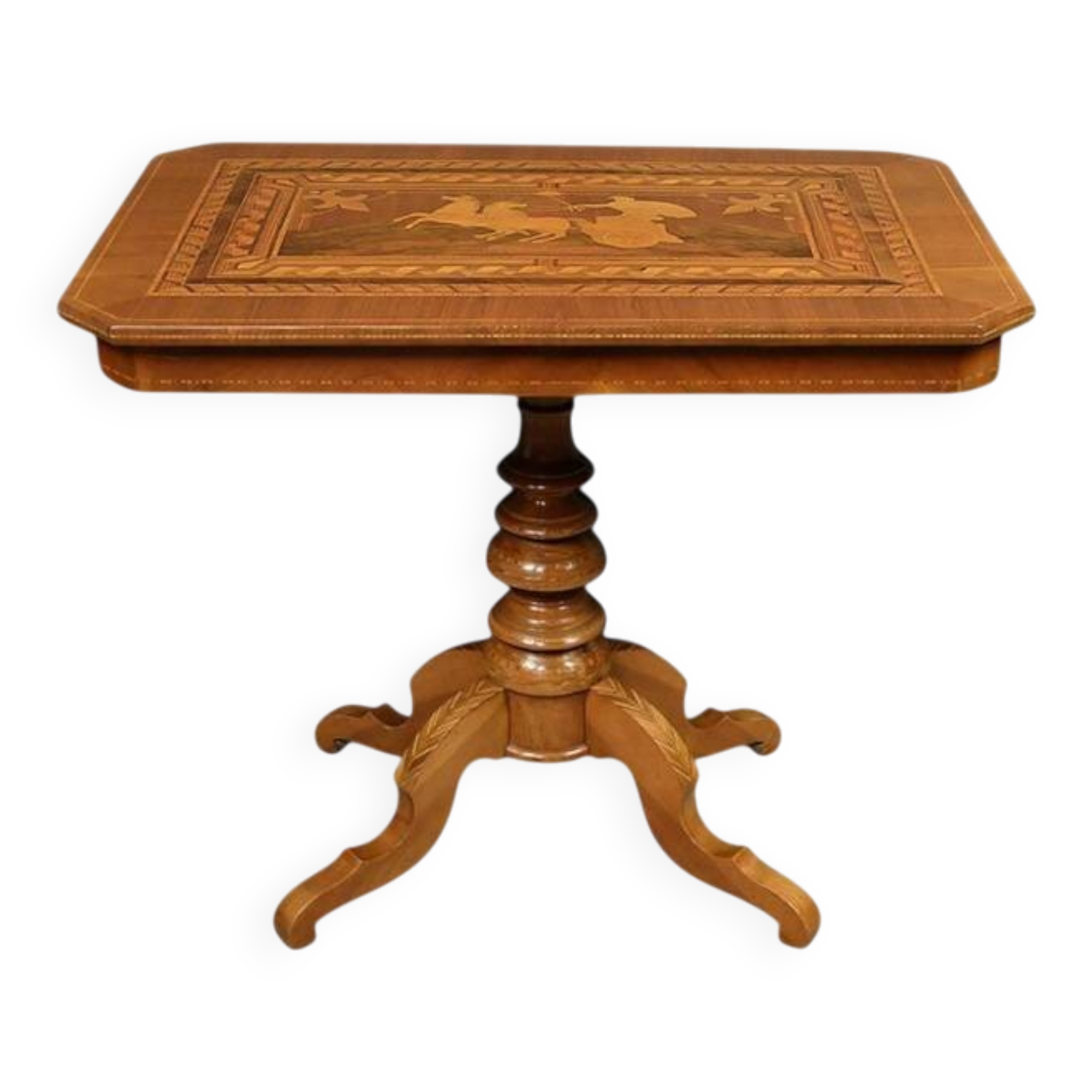 Living room table in cherry and walnut, Restoration style – late 19th century