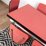 Extendable table and 6 chairs in Formica and stainless steel, brand FURANIA EUROPALU