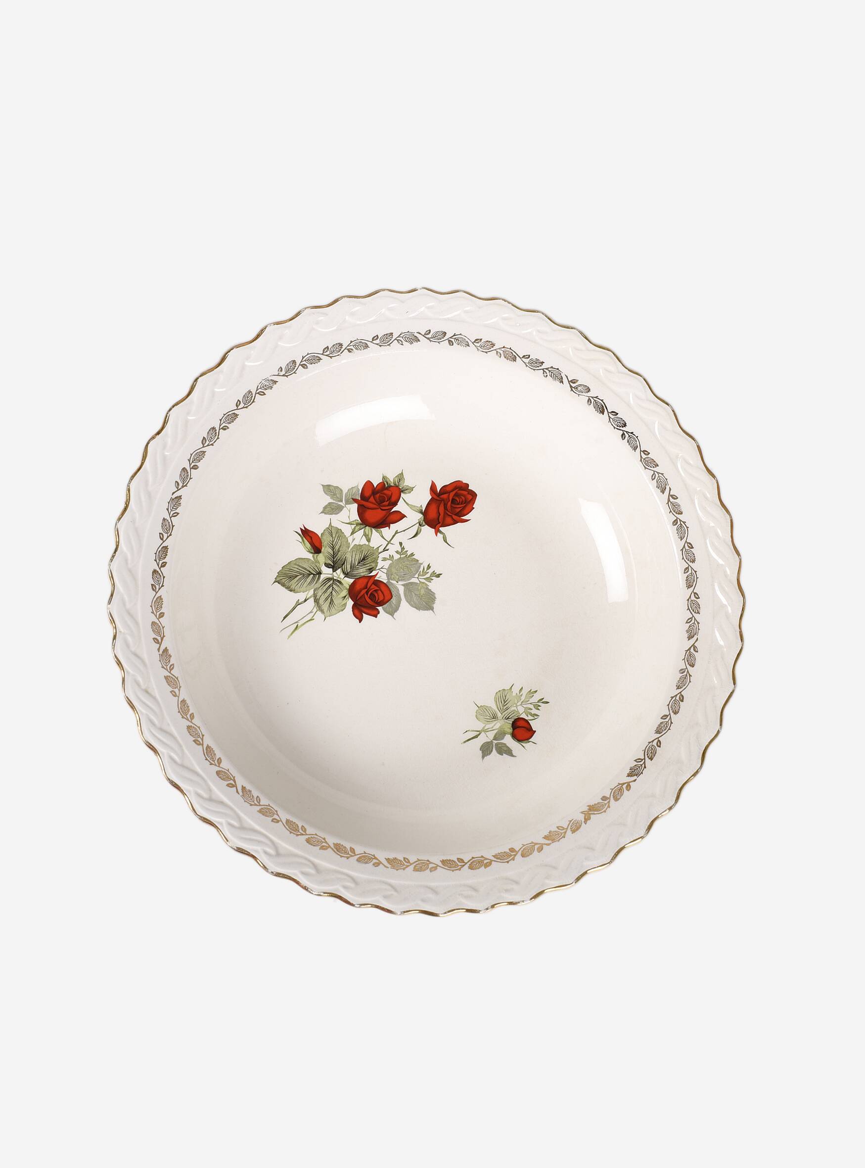 Large dish, salad bowl st. amand, red roses