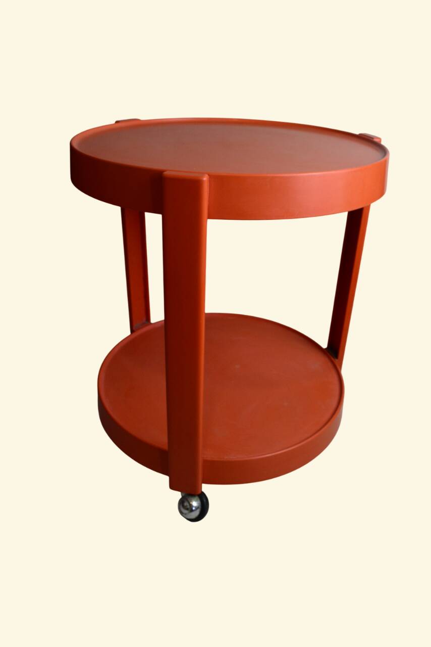 Table d'appoint à roulette / servante / desserte vintage orange - Kastilia