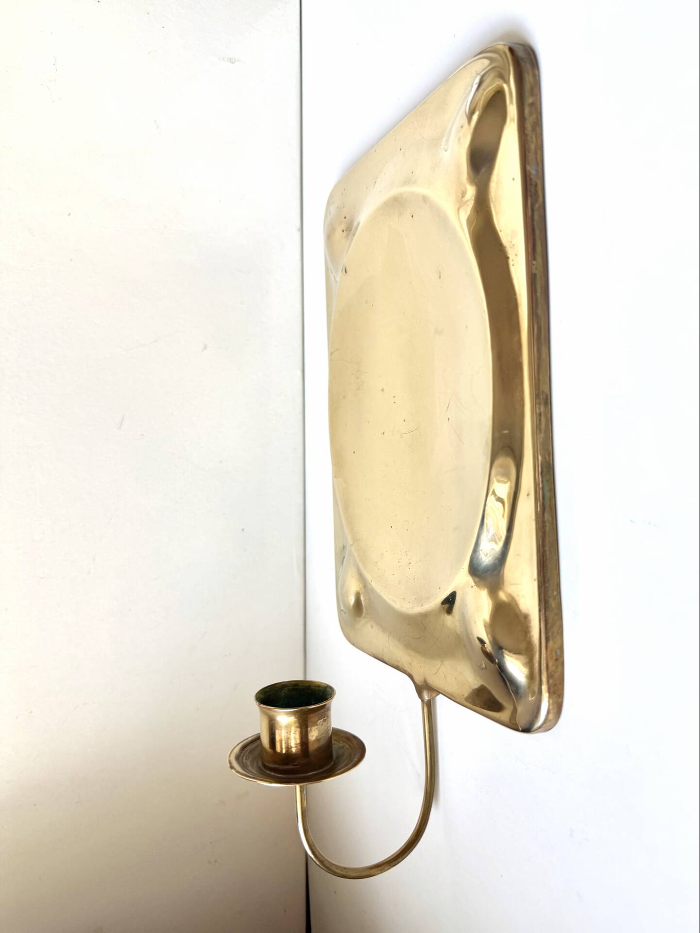 Vintage Scandinavian Brass Wall Candle holder Sconce height 29cm