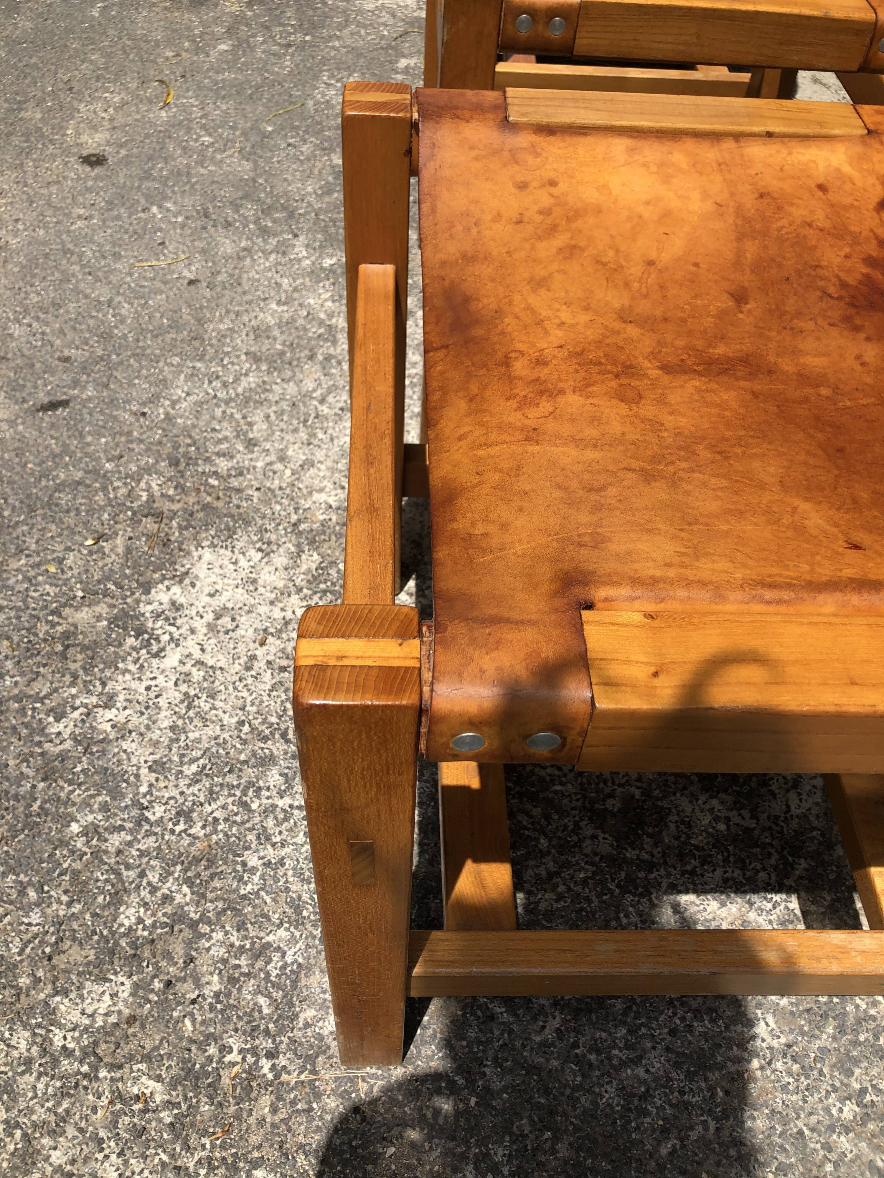 Leather and wood chairs