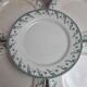 Set of 6 flat plates, Gien Montigny ironstone – old green decoration.
