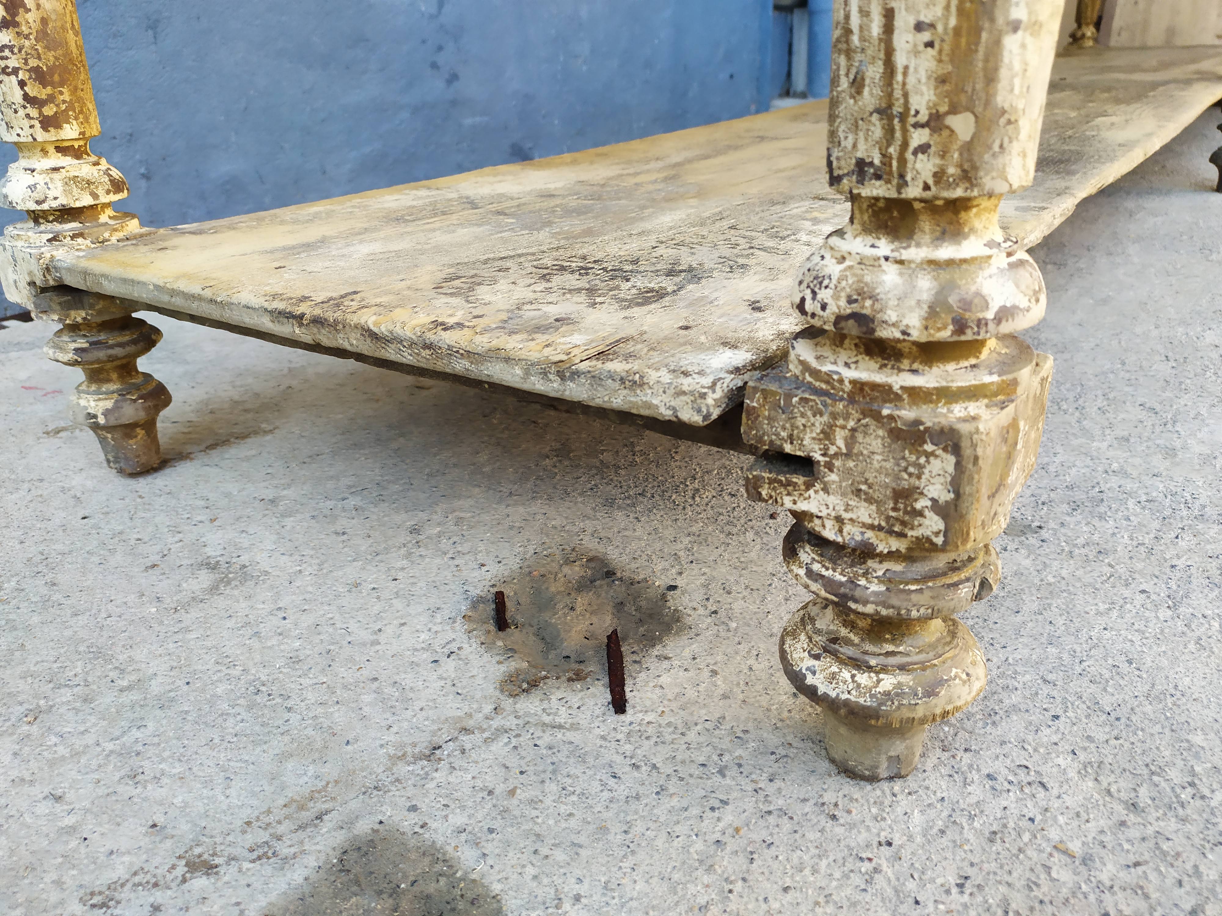 Table de métier drapière sapin décapé 3m