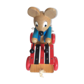 Jouet en bois à roulette la souris musicienne