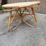 Table basse en rotin vintage
