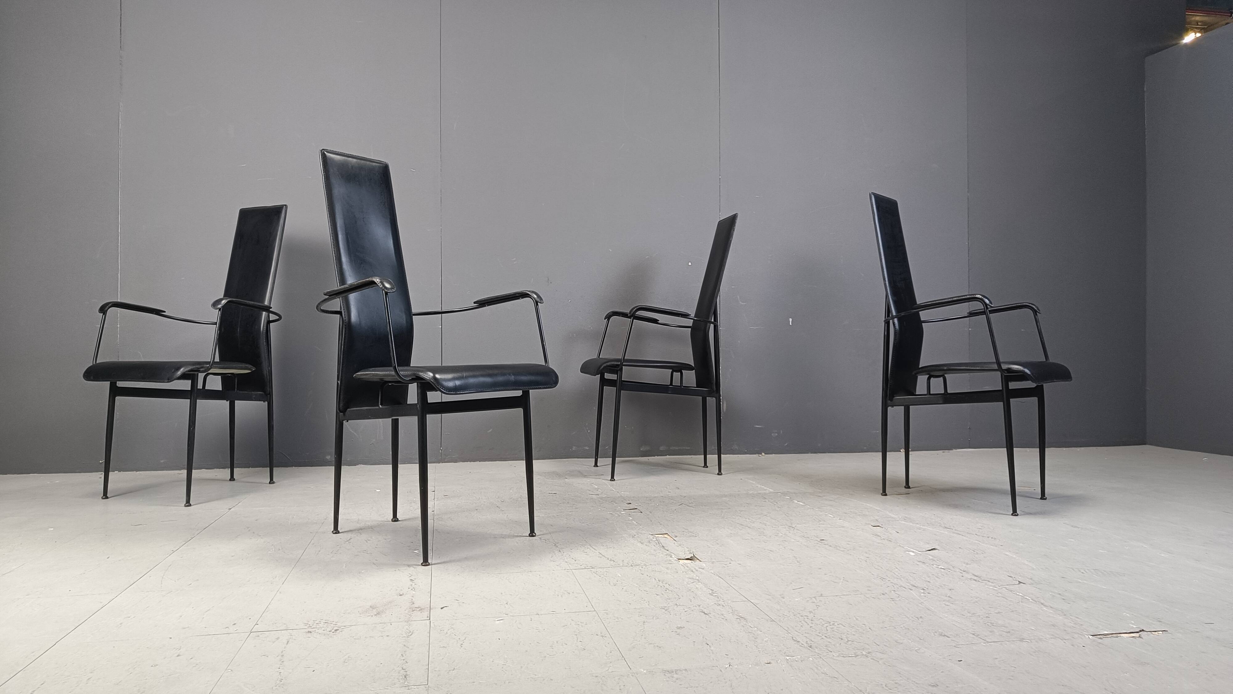 Vintage S44 dining chairs by Giancarlo Vegni for Fasem, set of 4, 1980s