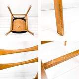 Set of 6 Mid Century Wooden Chairs Danish Design Bar Chair Vintage Black Upholstery MCM Re