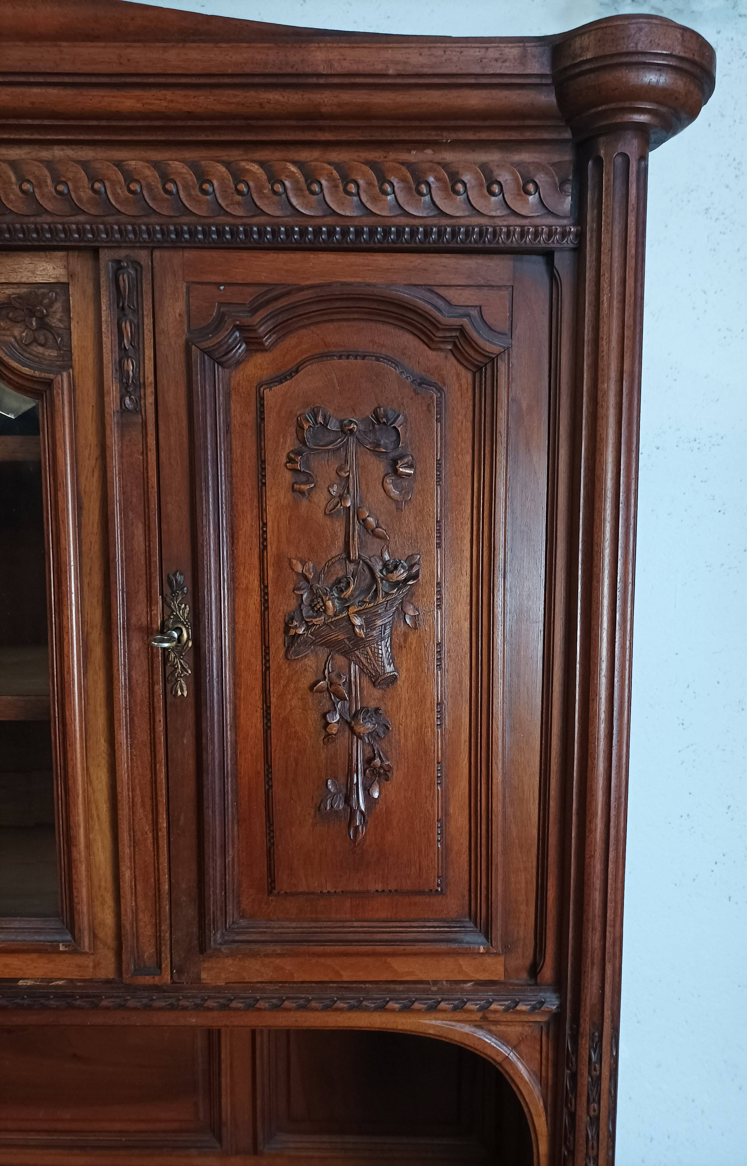 Louis XVI two-body sideboard stamped in walnut