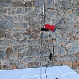 Floor lamp in chromed metal and red spotlights from the 80s