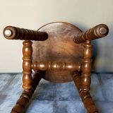 Vintage turned solid wooden stool