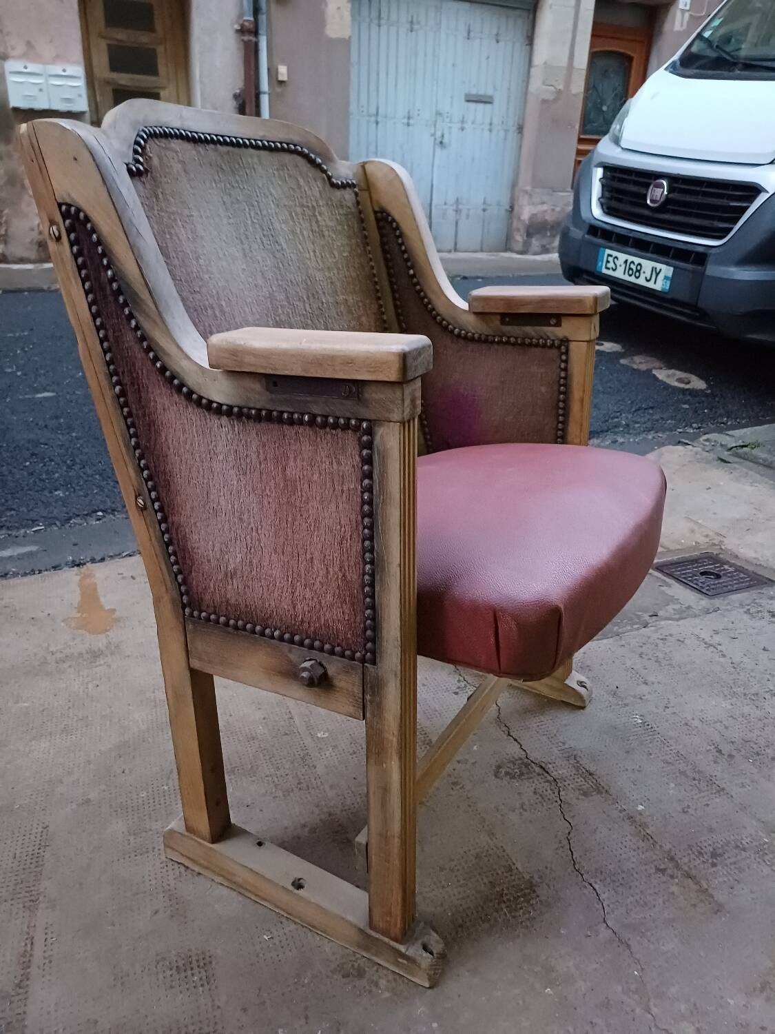 Theater armchair late 19th, early 20th in its original condition.