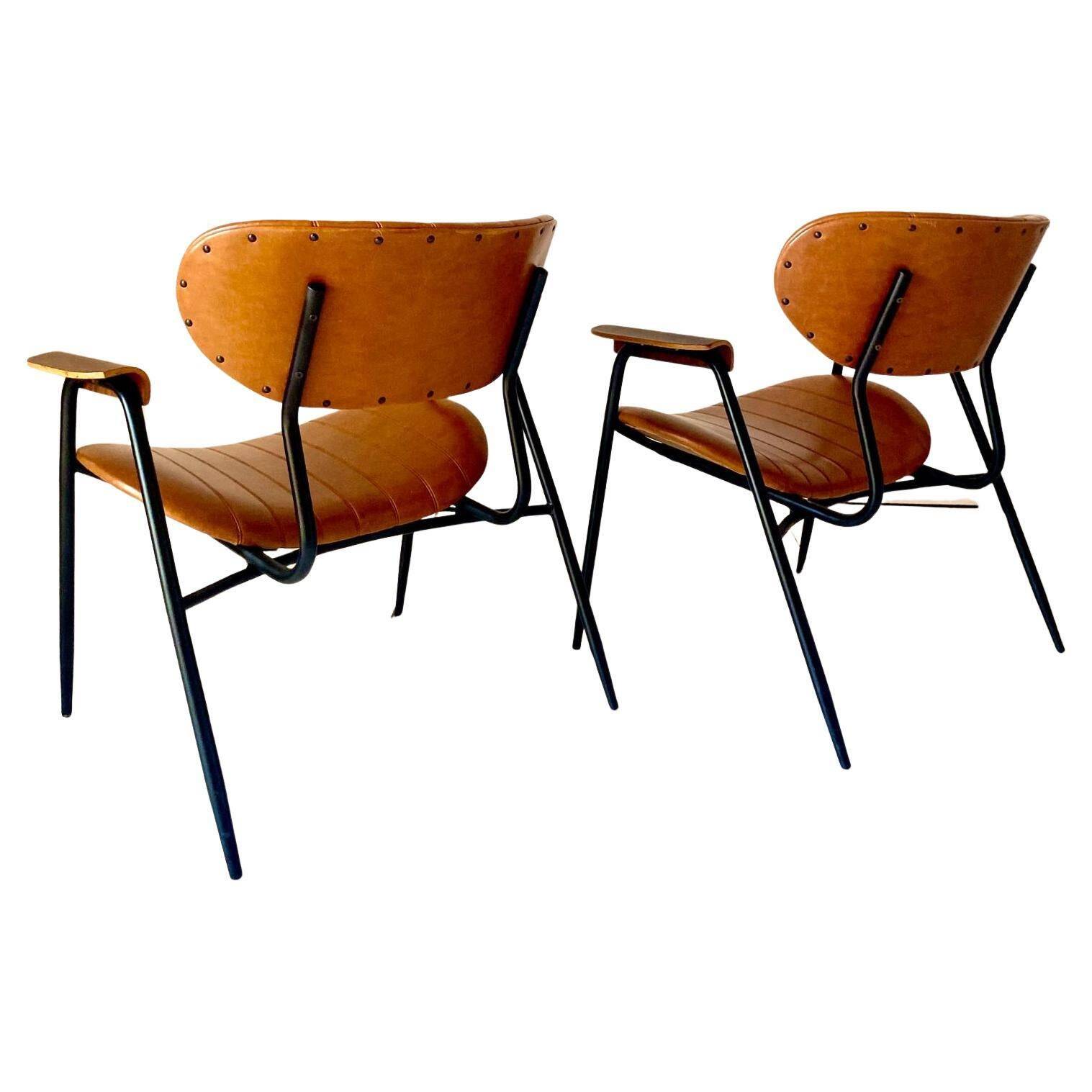 Mid Century Modern Lounge Chairs, set of two, Gastone Rinaldi style, Italy 1960's