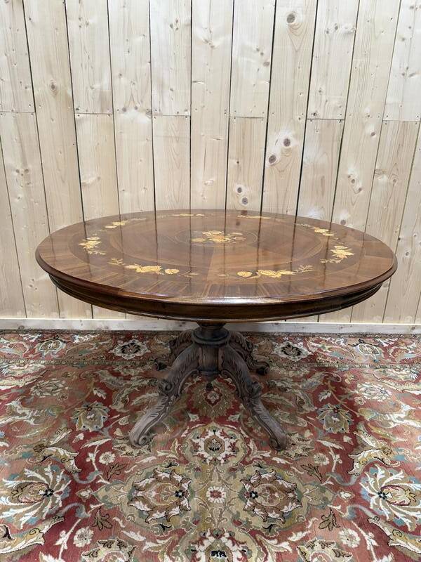 Table à manger - Guéridon basculant en marqueterie de style Napoléon III