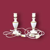 Pair of elegant antique lamp bases in alabaster and gilt brass