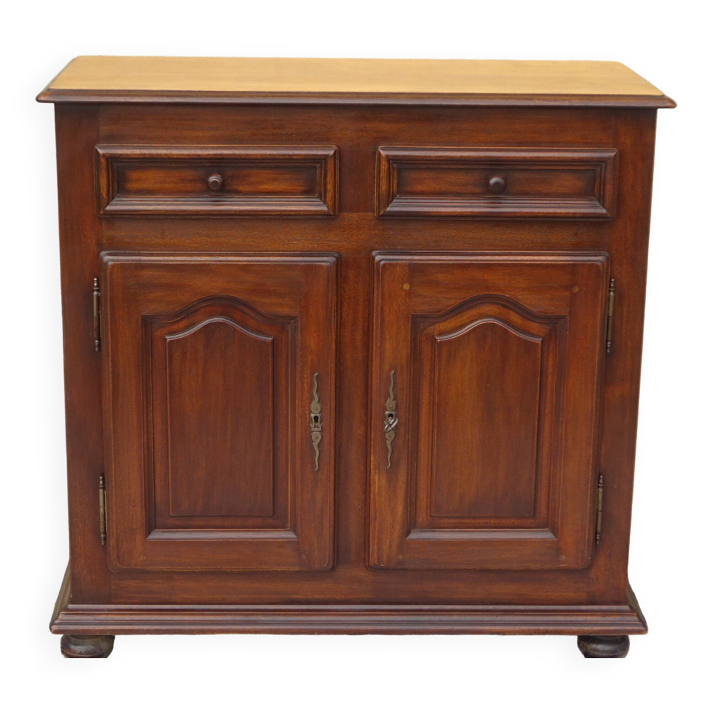 Petit Buffet Bas Artisanal En Bois Peint Bleu, Une étagère, Dim 59,5 X 40 X 60 Cm, Meuble Déco