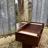 Vintage elm veneer dressing table with 1 drawer and 2 resin lamps.
