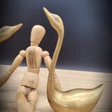 Duo brass swans