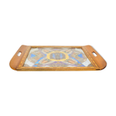Vintage wooden top decorated with butterfly wings