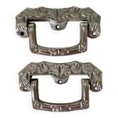Paire de poignées tombantes métal argenté style art déco