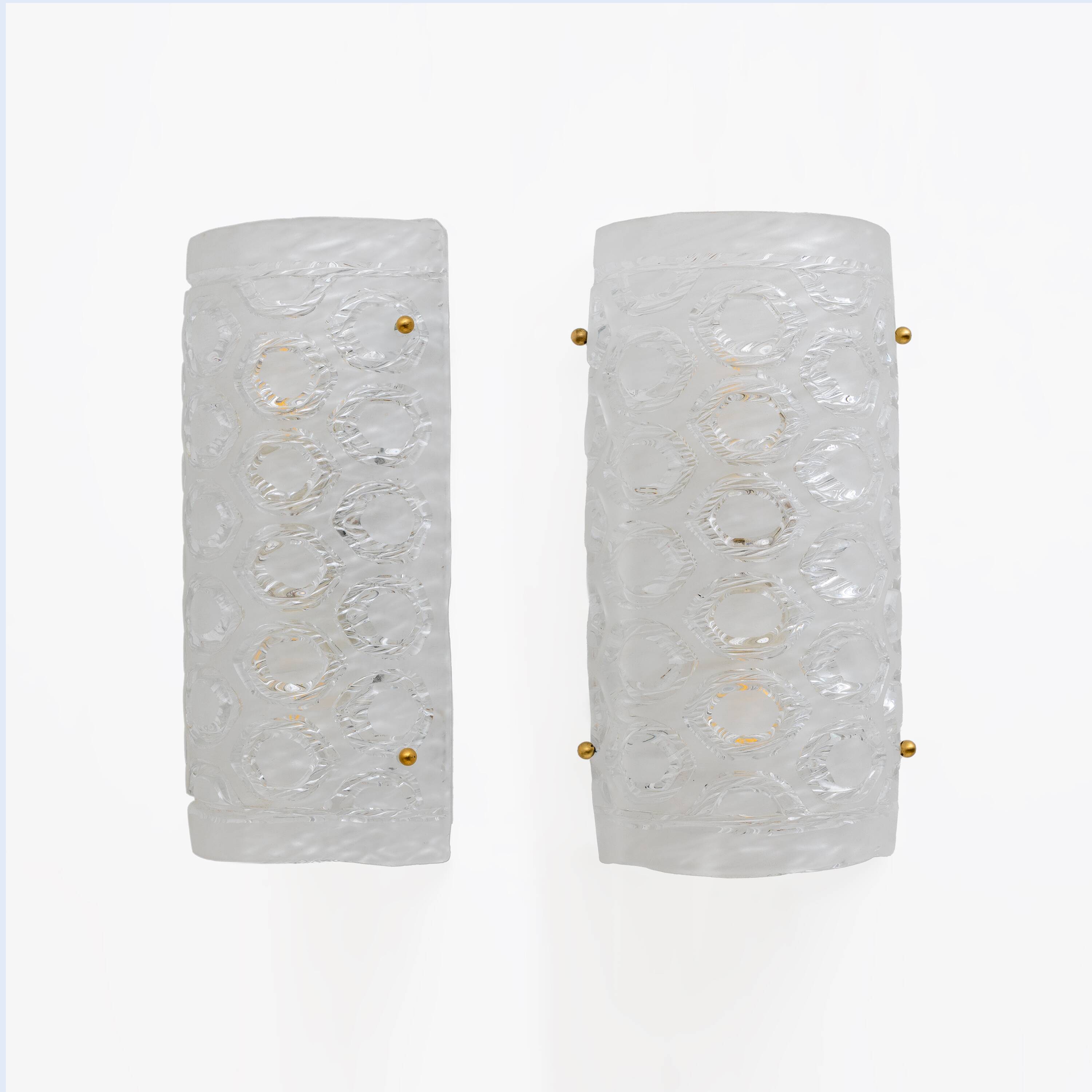 Pair of Modern Italian Murano Glass Textured Wall Sconces