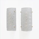 Pair of Modern Italian Murano Glass Textured Wall Sconces
