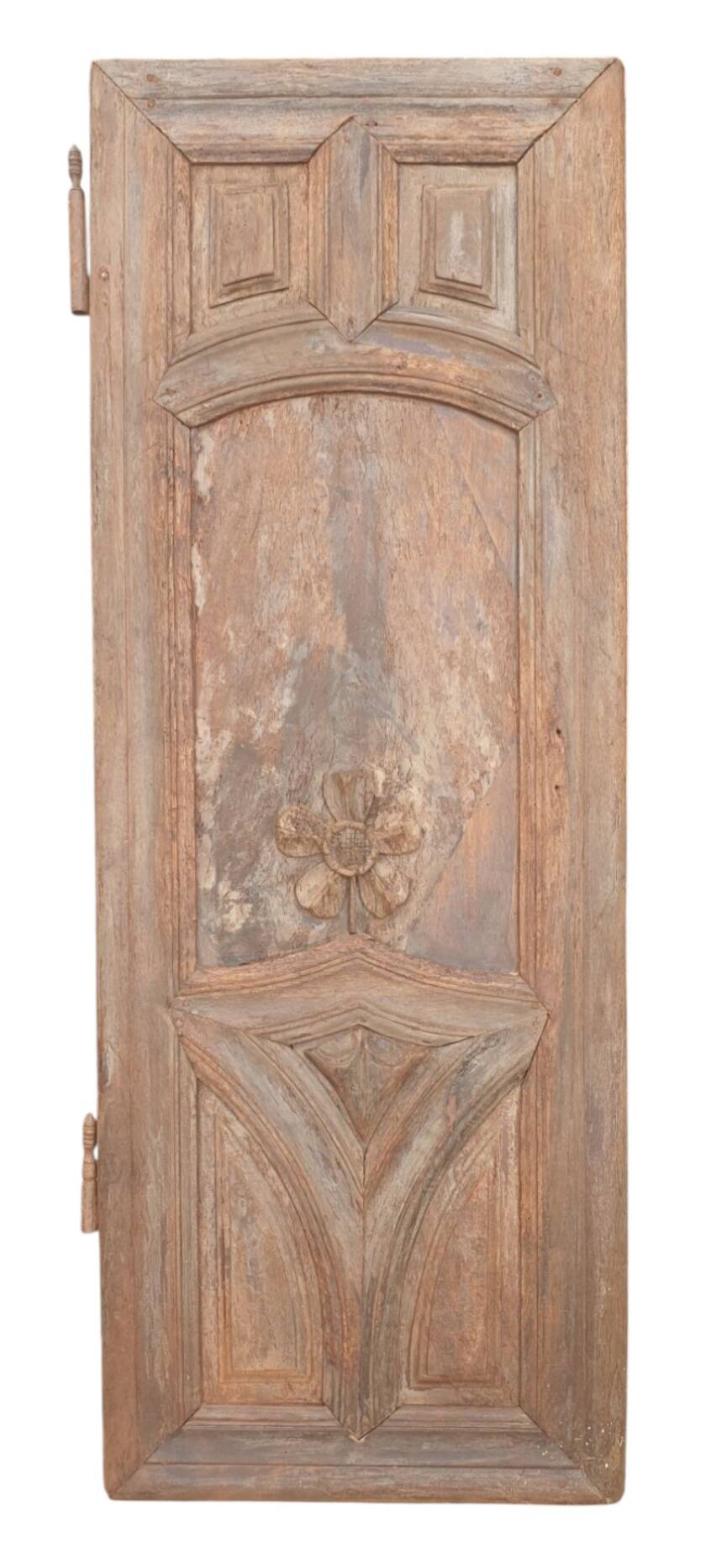 Paneled and carved wooden cupboard door