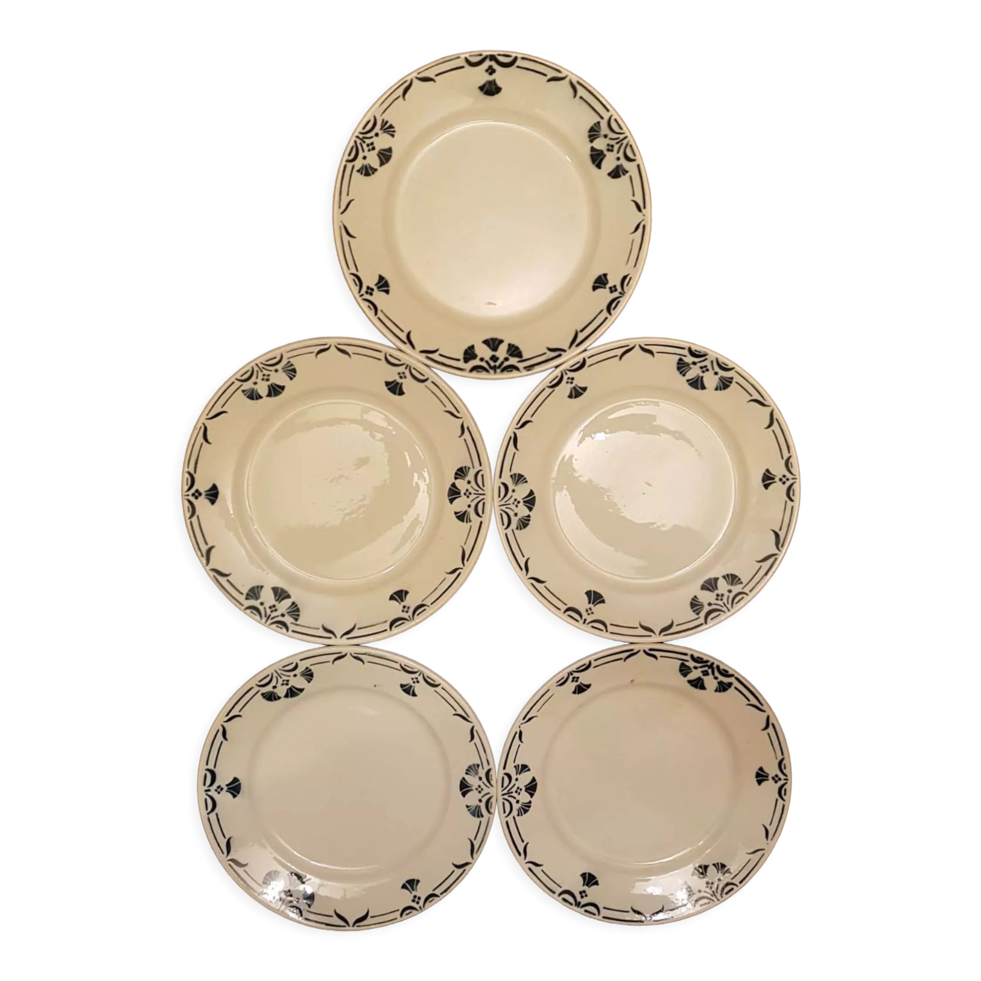 Set of 5 plates Badonviller model Dinan